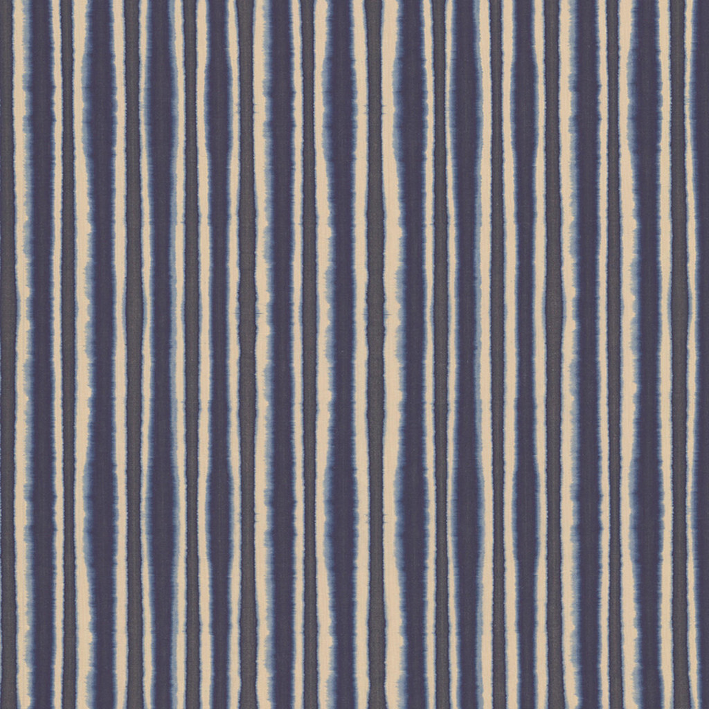 Design Legacy by Kelly O'Neal Tie Dye Stripe In Indigo On Natural Linen