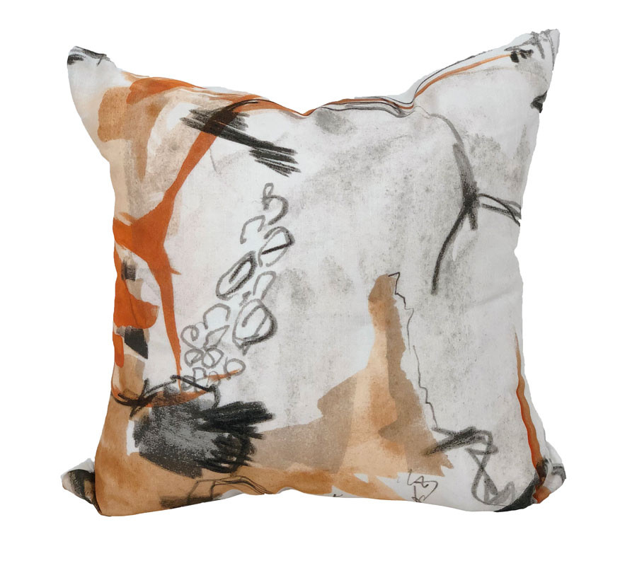 Orange And Grey Abstract Pillow
