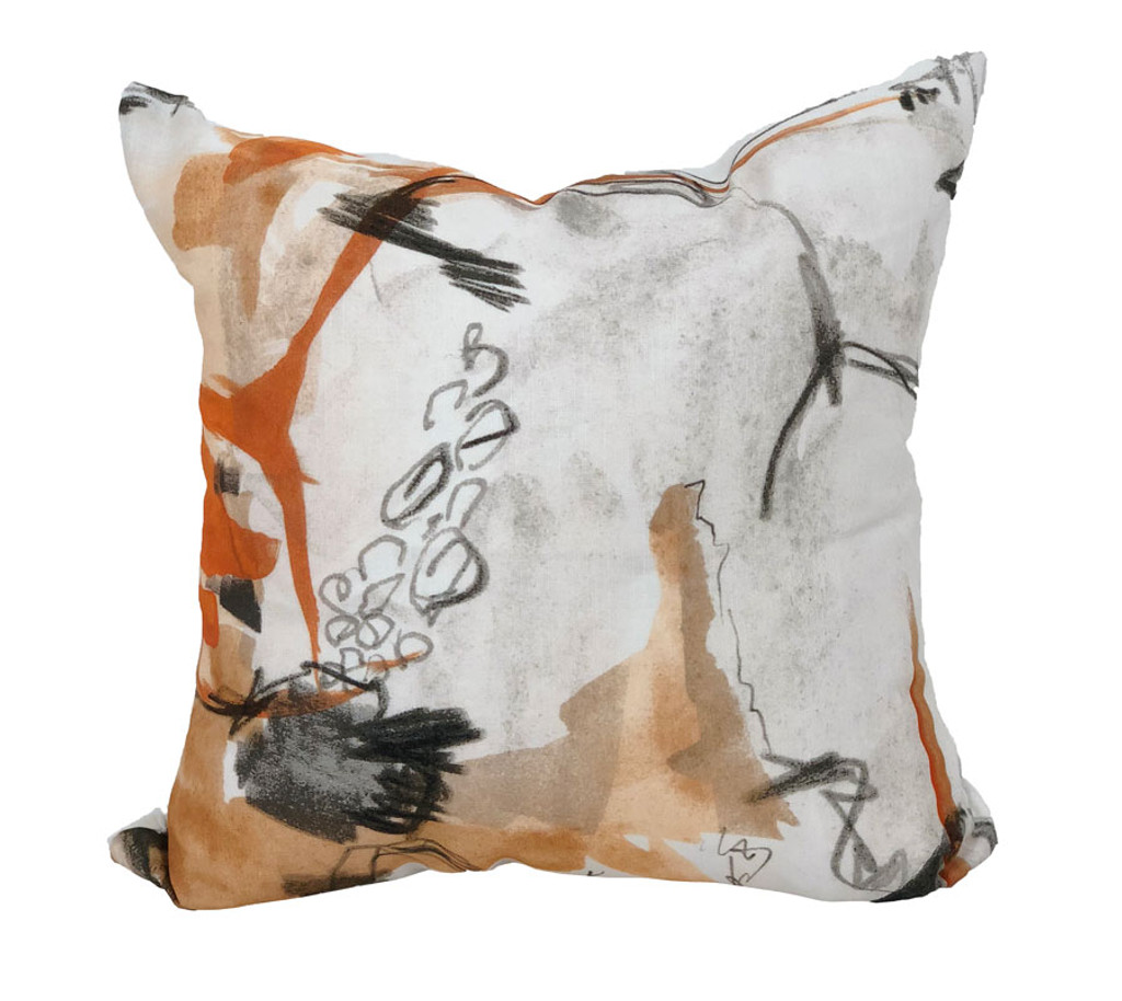 Orange And Grey Abstract Pillow