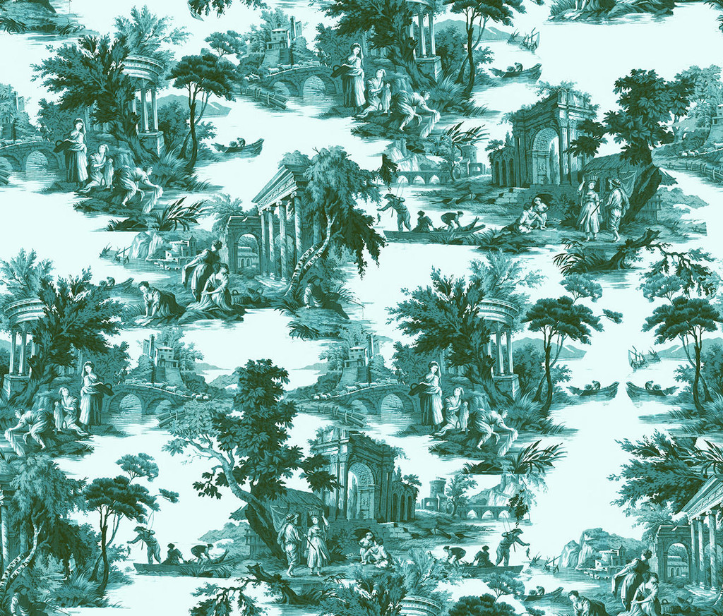 Design Legacy by Kelly O'Neal Toille In Verde On Bone Cotton