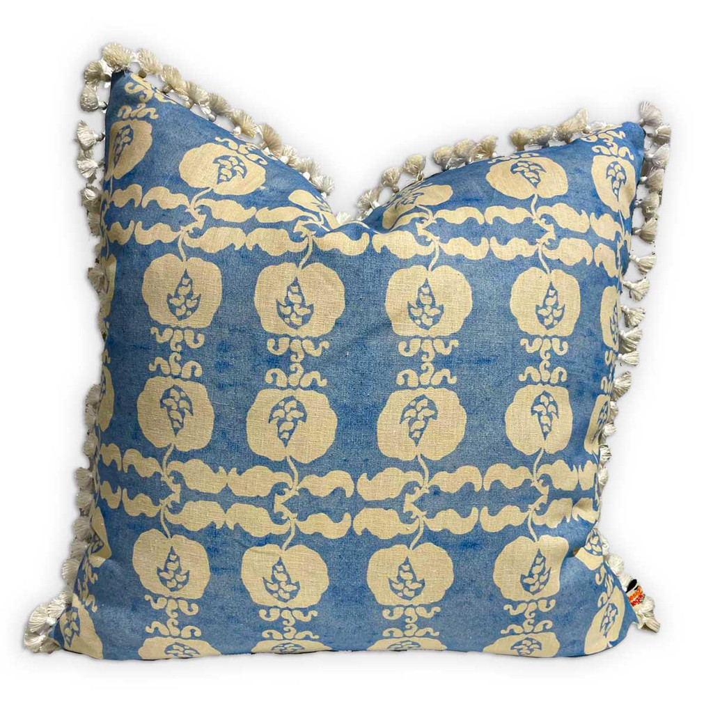 Design Legacy by Kelly O'Neal Azul Pomegranate Double-Sided Pillow in Natural Linen 