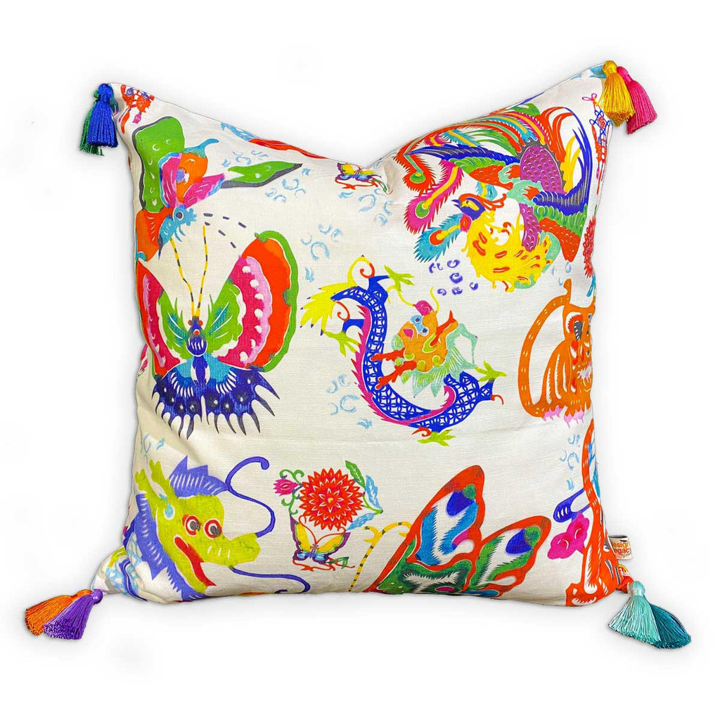Design Legacy by Kelly O'Neal Mandarin Brights Double-Sided Pillow in Bone Cotton 