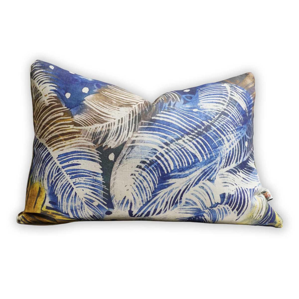 Design Legacy by Kelly O'Neal Feather Blues Pillow in Natural Linen 6388b 