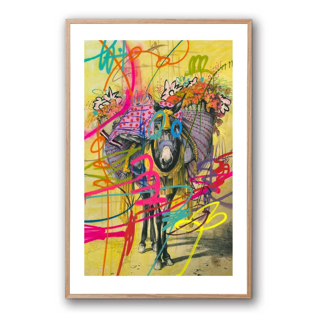 Kelly O'Neal Burrito Paper Framed with Natural French Oak Finish