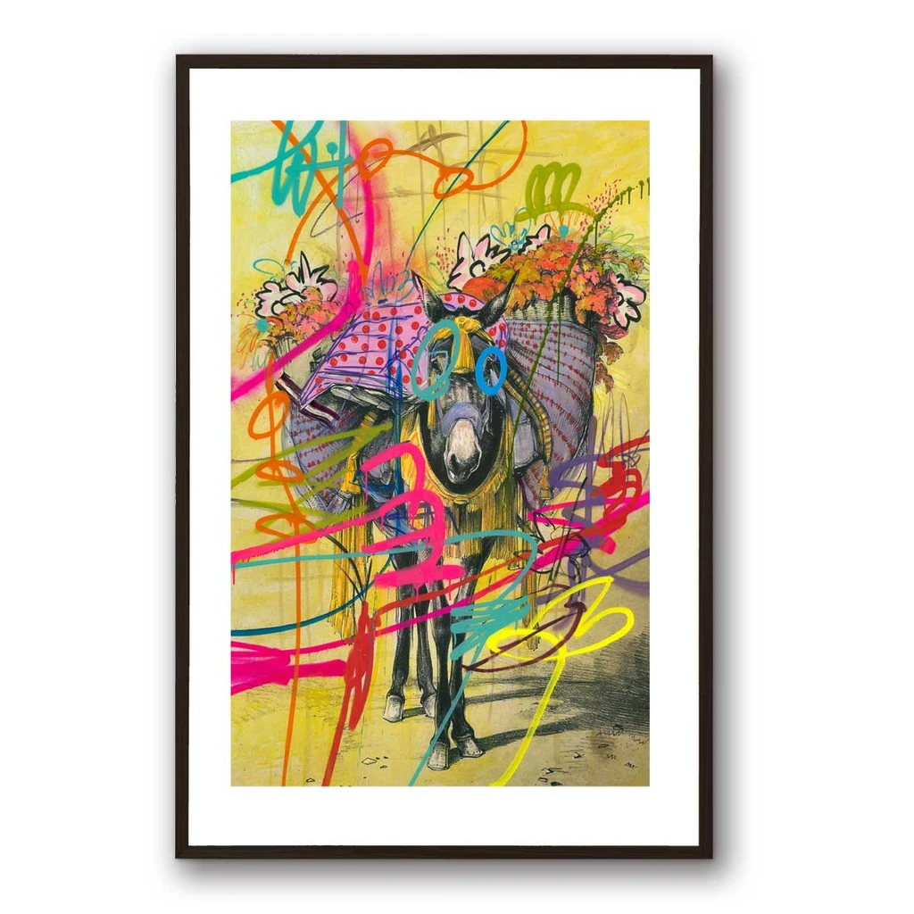 Kelly O'Neal Burrito Paper Framed with Black French Oak Finish