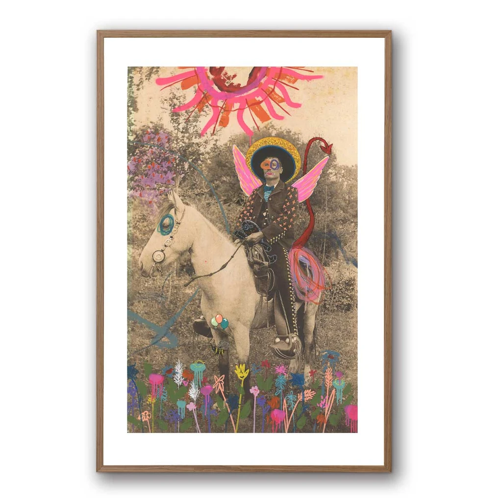 Kelly O'Neal Caballero Paper Framed with Light Walnut French Oak Finish