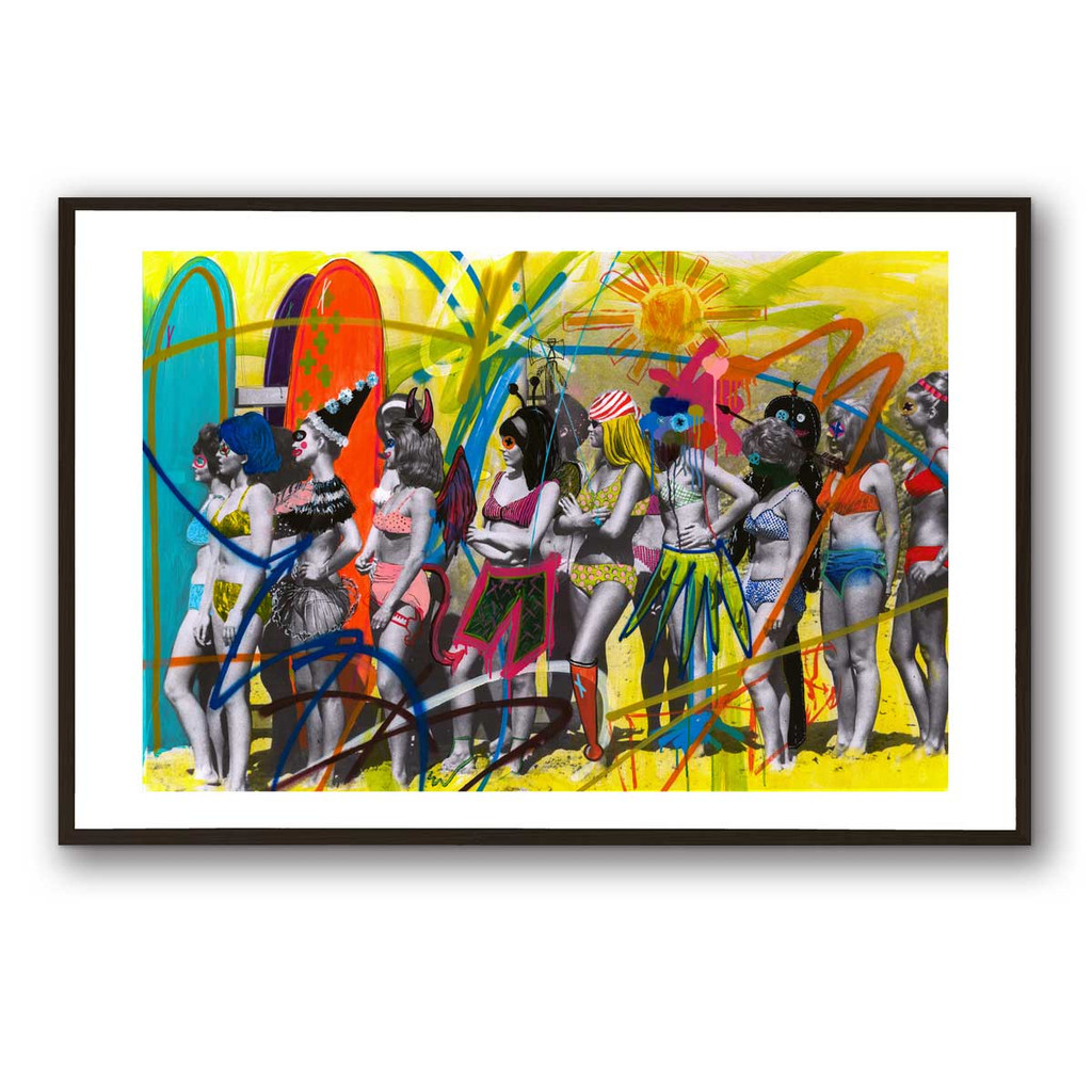Kelly O'Neal Surfer Girlz Paper Framed with Black French Oak Finish