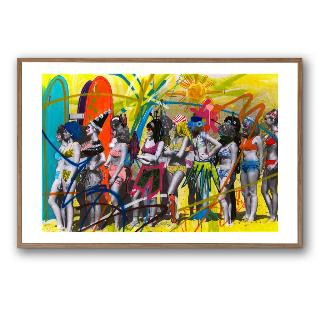 Kelly O'Neal Surfer Girlz Paper Framed with Light Walnut French Oak Finish