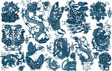 Mandarin Blues on Bone Cotton Fabric Swatch Memo - Design Legacy by Kelly O'Neal