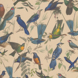 Blue Birds on Natural Linen Fabric Swatch Memo - Design Legacy by Kelly O'Neal