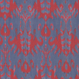 Ikat in Blue/Red on Natural Linen Fabric Swatch Memo - Michelle Nussbaumer Collection