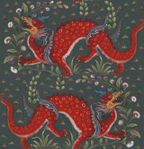 Dragon Empress on Bone Cotton Fabric Swatch Memo - Michelle Nussbaumer Collection