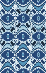 Chabahar in Cyan on Bone Cotton Fabric Swatch Memo - Michelle Nussbaumer Collection