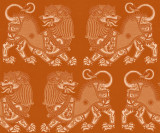 Shi Lion Reverse in Soleil on Natural Linen Fabric Swatch Memo - Design Legacy by Kelly O'Neal