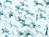 Great Plains in Turquoise on Bone Cotton Fabric Swatch Memo - Design Legacy by Kelly O'Neal