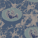 Cape Dove in Cyan on Natural Linen Fabric Swatch Memo - Michelle Nussbaumer Collection