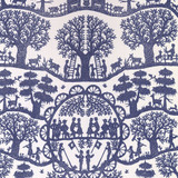 Chateau Flora in Indigo on Bone Cotton Fabric by the Yard - Michelle Nussbaumer Collection