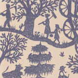 Chateau Flora in Indigo on Natural Linen Fabric by the Yard - Michelle Nussbaumer Collection