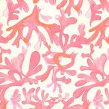 Kelp in Coral & Orange on Bone Cotton Fabric by the Yard - Design Legacy by Kelly O'Neal