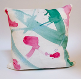 Pink & Green Watercolor Pillow