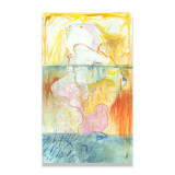 birth of bella ii giclee, kelly oneal painting, abstract yellow and orange painting