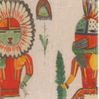 Kachina Small in Multi on Natural Linen Fabric Swatch Memo - Design Legacy by Kelly O'Neal
