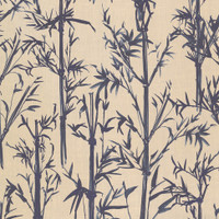 Bamboo in Indigo on Natural Linen Fabric Swatch Memo - Design Legacy by Kelly O'Neal
