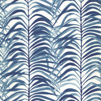 Fronds in Cyan on Bone Cotton Fabric Swatch Memo - Design Legacy by Kelly O'Neal