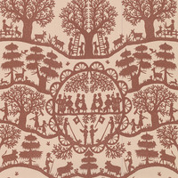 Chateau Flora in Earth on Natural Linen Fabric Swatch Memo - Michelle Nussbaumer Collection
