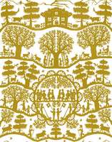 Chateau Flora in Golden Rod on Bone Cotton Fabric Swatch Memo - Michelle Nussbaumer Collection