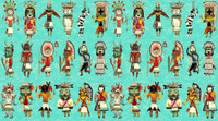 Kachina Small in Turquoise on Legacy Cotton Fabric Swatch Memo - Design Legacy by Kelly O'Neal