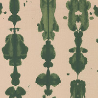 Totem in Jade on Natural Linen Fabric Swatch Memo - Michelle Nussbaumer Collection