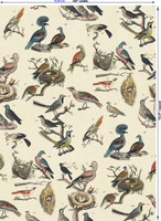 Birds in Multi on Natural Linen Fabric by the Yard - Design Legacy by Kelly O'Neal