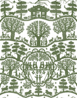 Chateau Flora in Verde on Bone Cotton Fabric by the Yard - Michelle Nussbaumer Collection