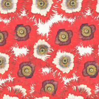 Double Poppy Small on Bone Cotton Fabric by the Yard - Design Legacy by Kelly O'Neal