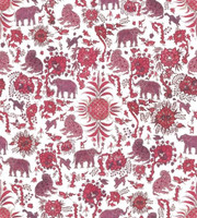 Elephas in Paprika on Natural Linen Fabric by the Yard - Design Legacy by Kelly O'Neal