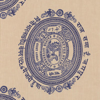 Embossed in Indigo on Natural Linen Fabric by the Yard - Michelle Nussbaumer Collection