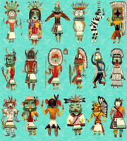 Kachina in Turquoise on Legacy Cotton Fabric by the Yard - Design Legacy by Kelly O'Neal