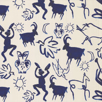 Pablo in Indigo on Bone Cotton Fabric by the Yard - Design Legacy by Kelly O'Neal