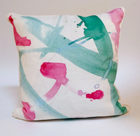 Pink & Green Watercolor Pillow