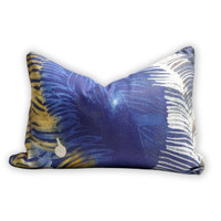 Design Legacy by Kelly O'Neal Feather Blues Pillow in Natural Linen 6390b 