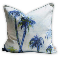 Design Legacy by Kelly O'Neal Blue Palms Pillow with Marine Ticking 