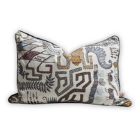 Design Legacy by Kelly O'Neal Swahili Embroidered Pillow with Flax Linen 