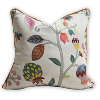 Design Legacy by Kelly O'Neal Mahara Mix Embroidered Pillow with Flax Linen 