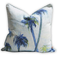 Design Legacy by Kelly O'Neal Blue Palms Left Pillow with Marine Ticking 5860 