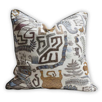Design Legacy by Kelly O'Neal Swahili Embroidered Pillow with Flax Linen 6307a 