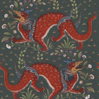 Michelle Nussbaumer Dragon Empress in Original on Natural Linen Swatch