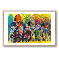 Kelly O'Neal Surfer Girlz Paper Framed with Natural French Oak Finish