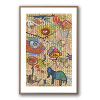 Kelly O'Neal Escape to Lascaux II Paper Framed with Light Walnut French Oak Finish
