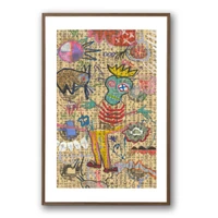 Kelly O'Neal Escape to Lascaux I Paper Framed with Walnut French Oak Finish